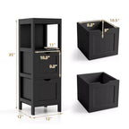 Costway Bathroom Floor Cabinet Freestanding Side Storage Organizer with 2 Removable Drawers Brown/Grey/Black
