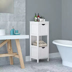 Costway Bathroom Floor Cabinet Freestanding Side Storage Organizer with 2 Removable Drawers Brown/Grey/Black