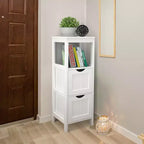 Costway Bathroom Floor Cabinet Freestanding Side Storage Organizer with 2 Removable Drawers Brown/Grey/Black