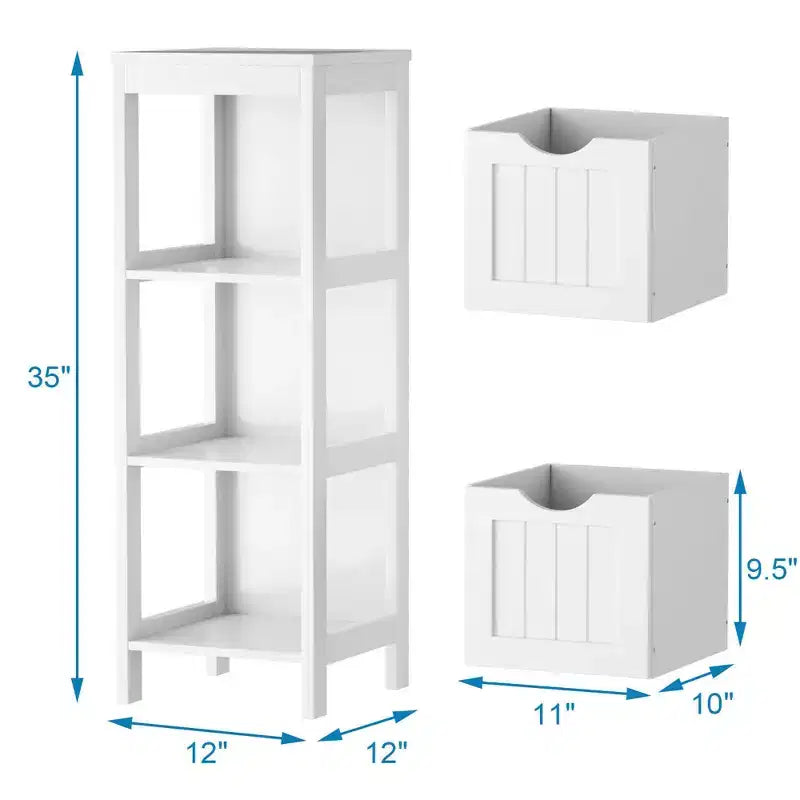 Costway Bathroom Floor Cabinet Freestanding Side Storage Organizer with 2 Removable Drawers Brown/Grey/Black