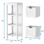 Costway Bathroom Floor Cabinet Freestanding Side Storage Organizer with 2 Removable Drawers Brown/Grey/Black
