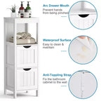 Costway Bathroom Floor Cabinet Freestanding Side Storage Organizer with 2 Removable Drawers Brown/Grey/Black