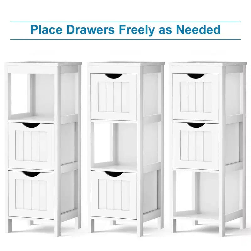 Costway Bathroom Floor Cabinet Freestanding Side Storage Organizer with 2 Removable Drawers Brown/Grey/Black