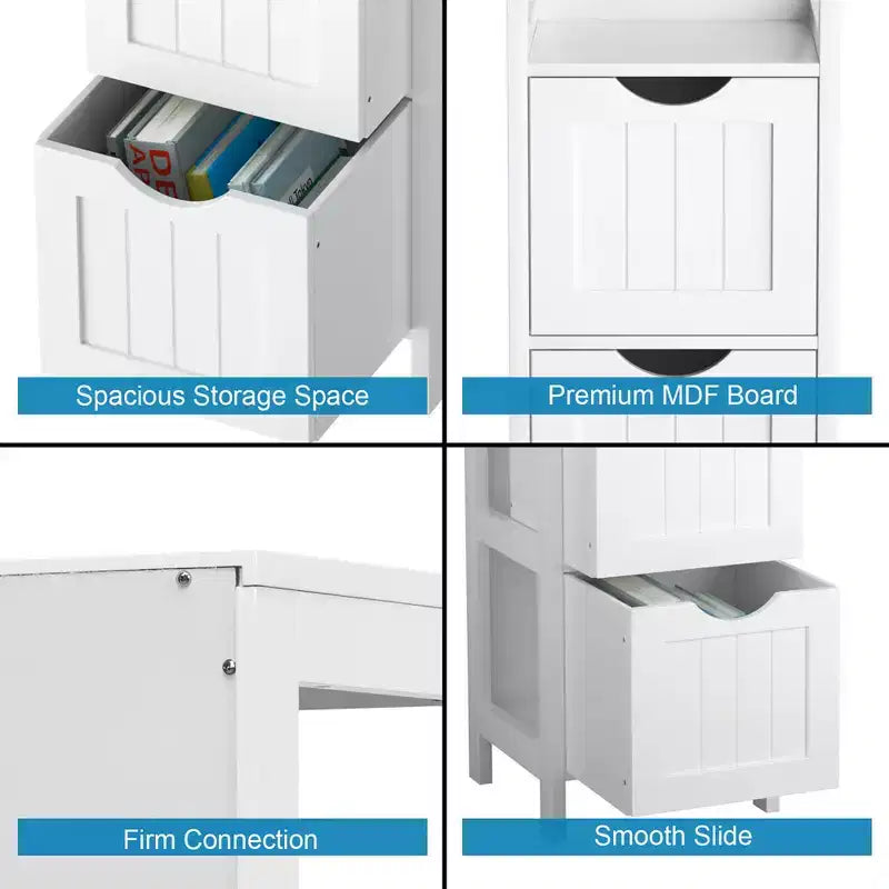 Costway Bathroom Floor Cabinet Freestanding Side Storage Organizer with 2 Removable Drawers Brown/Grey/Black