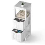 Costway Bathroom Floor Cabinet Freestanding Side Storage Organizer with 2 Removable Drawers Brown/Grey/Black