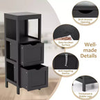Costway Bathroom Floor Cabinet Freestanding Side Storage Organizer with 2 Removable Drawers Brown/Grey/Black