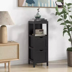Costway Bathroom Floor Cabinet Freestanding Side Storage Organizer with 2 Removable Drawers Brown/Grey/Black