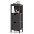 Costway Bathroom Floor Cabinet Freestanding Side Storage Organizer with 2 Removable Drawers Brown/Grey/Black