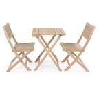 Javea Modern Coastal 3-Piece Acacia Wood Outdoor Folding Bistro Set