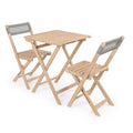 Sitges Modern Mid-Century 3-Piece Roped Acacia Wood Outdoor Folding Bistro Set