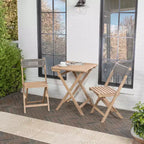 Sitges Modern Mid-Century 3-Piece Roped Acacia Wood Outdoor Folding Bistro Set