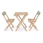 Sitges Modern Mid-Century 3-Piece Roped Acacia Wood Outdoor Folding Bistro Set