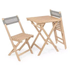 Sitges Modern Mid-Century 3-Piece Roped Acacia Wood Outdoor Folding Bistro Set