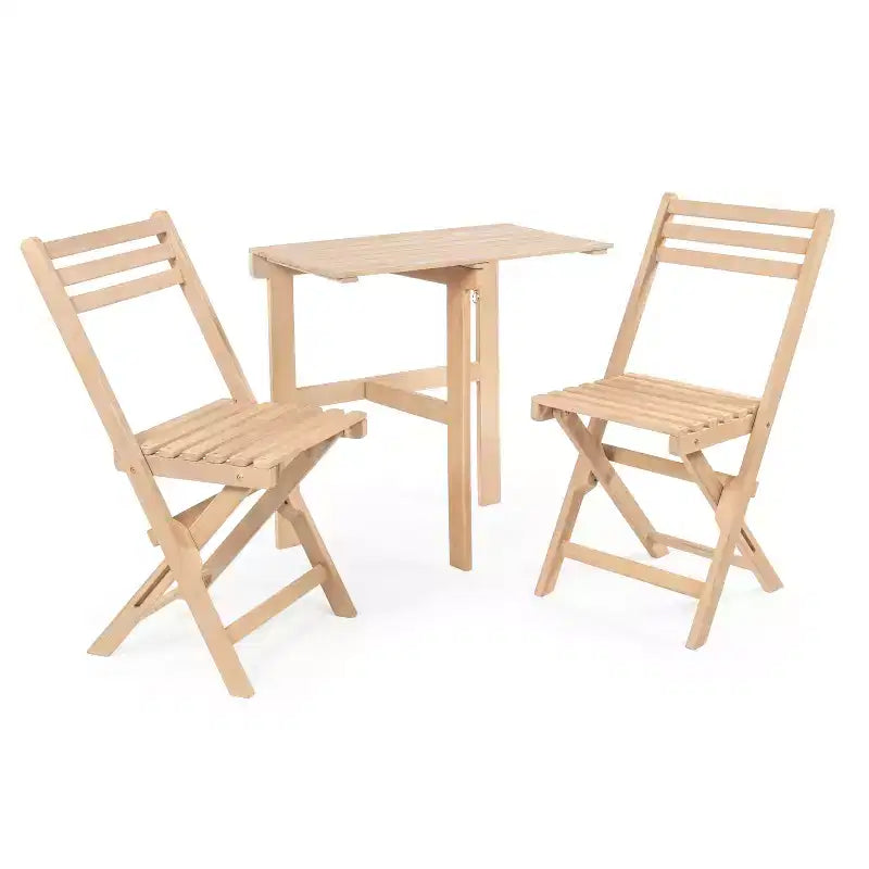Nerja Modern Traditional 3-Piece Acacia Wood Outdoor Folding Bistro Set
