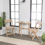 Nerja Modern Traditional 3-Piece Acacia Wood Outdoor Folding Bistro Set