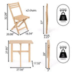 Nerja Modern Traditional 3-Piece Acacia Wood Outdoor Folding Bistro Set