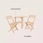Nerja Modern Traditional 3-Piece Acacia Wood Outdoor Folding Bistro Set