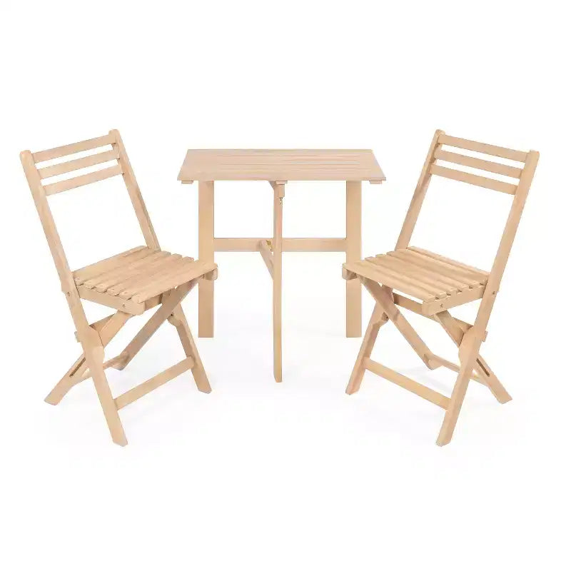 Nerja Modern Traditional 3-Piece Acacia Wood Outdoor Folding Bistro Set