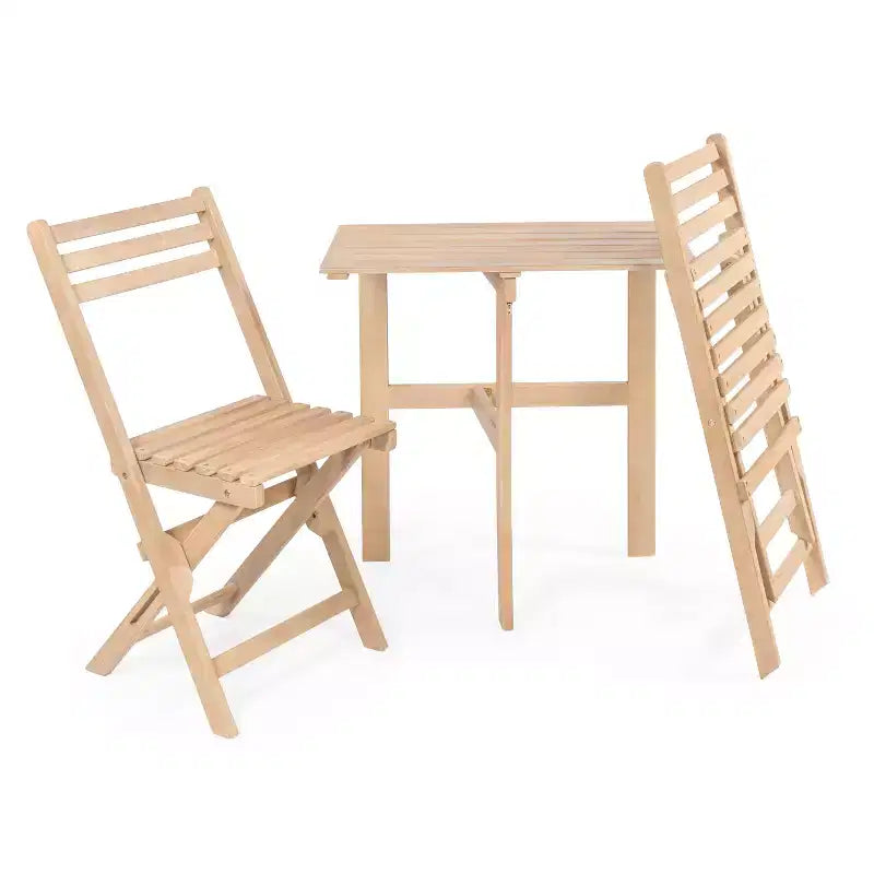 Nerja Modern Traditional 3-Piece Acacia Wood Outdoor Folding Bistro Set