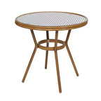 Flash Furniture Bordeaux Indoor/Outdoor Commercial Bistro 31.5 Table, PE Rattan, Glass Top with 4 Stack Chairs