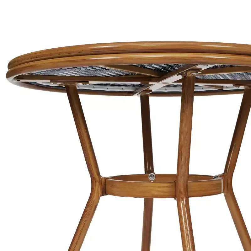 Flash Furniture Bordeaux Indoor/Outdoor Commercial Bistro 31.5 Table, PE Rattan, Glass Top with 4 Stack Chairs