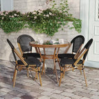 Flash Furniture Marseille Indoor/Outdoor Commercial Bistro 31.5 Table, Textilene, Glass Top with 4 Stack Chairs