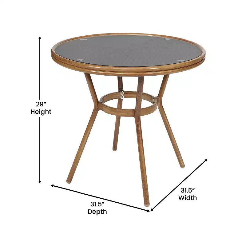 Flash Furniture Marseille Indoor/Outdoor Commercial Bistro 31.5 Table, Textilene, Glass Top with 4 Stack Chairs