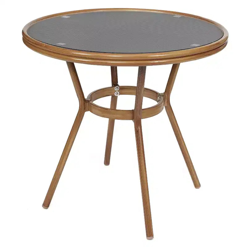 Flash Furniture Marseille Indoor/Outdoor Commercial Bistro 31.5 Table, Textilene, Glass Top with 4 Stack Chairs