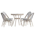 Flash Furniture Marseille Indoor/Outdoor Commercial Bistro 31.5 Table, Textilene, Glass Top with 4 Stack Chairs