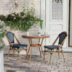 Flash Furniture Bordeaux Indoor/Outdoor Commercial Bistro 31.5 Table, PE Rattan, Glass Top with 2 Stack Chairs