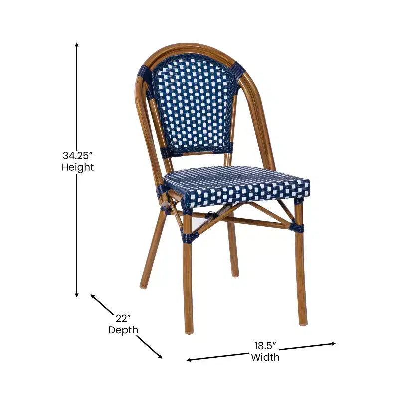Flash Furniture Bordeaux Indoor/Outdoor Commercial Bistro 31.5 Table, PE Rattan, Glass Top with 2 Stack Chairs