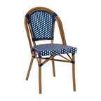 Flash Furniture Bordeaux Indoor/Outdoor Commercial Bistro 31.5 Table, PE Rattan, Glass Top with 2 Stack Chairs