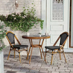 Flash Furniture Bordeaux Indoor/Outdoor Commercial Bistro 31.5 Table, PE Rattan, Glass Top with 2 Stack Chairs