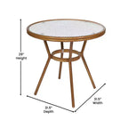 Flash Furniture Lourdes Indoor/Outdoor Commercial Bistro 31.5 Table, PE Rattan, Glass Top with 2 Stack Chairs