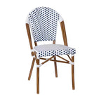 Flash Furniture Lourdes Indoor/Outdoor Commercial Bistro 31.5 Table, PE Rattan, Glass Top with 2 Stack Chairs