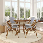 Flash Furniture Lourdes Indoor/Outdoor Commercial Bistro 31.5 Table, PE Rattan, Glass Top with 4 Stack Chairs