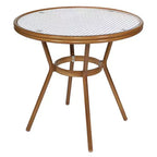 Flash Furniture Lourdes Indoor/Outdoor Commercial Bistro 31.5 Table, PE Rattan, Glass Top with 4 Stack Chairs