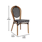Flash Furniture Lourdes Indoor/Outdoor Commercial Bistro 31.5 Table, Black and White PE Rattan, Glass Top with 2 Stack Chairs