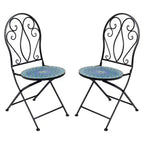 Sunnydaze Mosaic Tile Bistro Chair with Iron Frame - Multicolor - 2-Pack