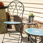 Sunnydaze Mosaic Tile Bistro Chair with Iron Frame - Multicolor - 2-Pack