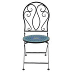 Sunnydaze Mosaic Tile Bistro Chair with Iron Frame - Multicolor - 2-Pack