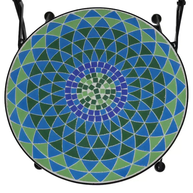 Sunnydaze Mosaic Tile Bistro Chair with Iron Frame - Multicolor - 2-Pack