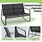 Costway 4/8 PCS Patio Rocking Set 4 Rocking Chairs & 2 Loveseat with Glass-Top Table Outdoor Black