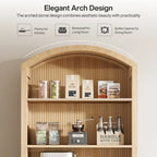 71  Tall Arched Kitchen Pantry Cabinet with Doors - Natural Wood