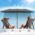 Captiva Designs 9'x15' Rectangular Outdoor Market Umbrella with Crank Handle Light