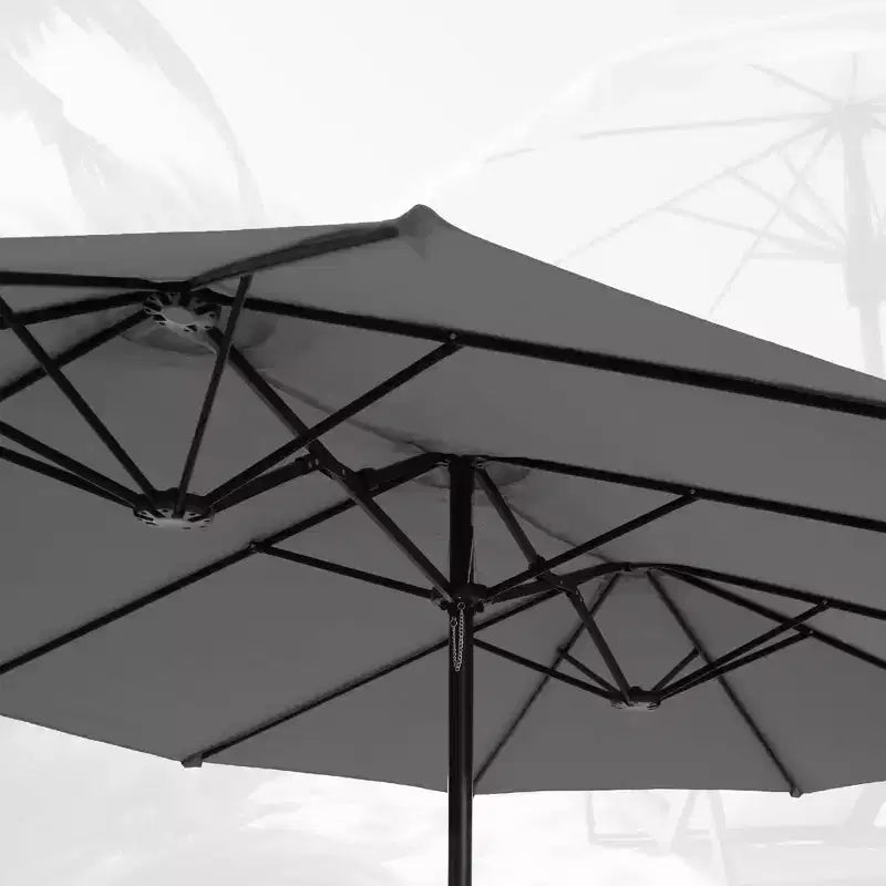 Captiva Designs 9'x15' Rectangular Outdoor Market Umbrella with Crank Handle Light