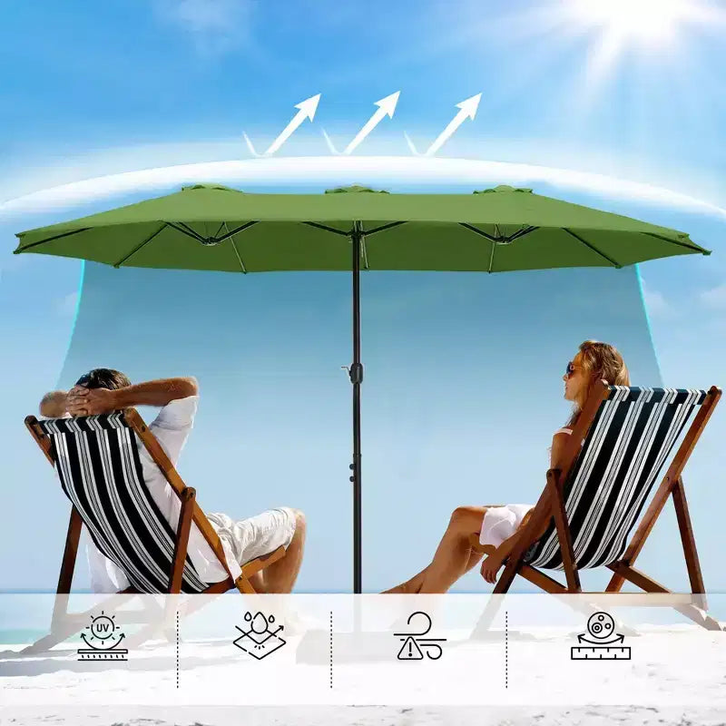 Captiva Designs 9'x15' Rectangular Outdoor Market Umbrella with Crank Handle Light
