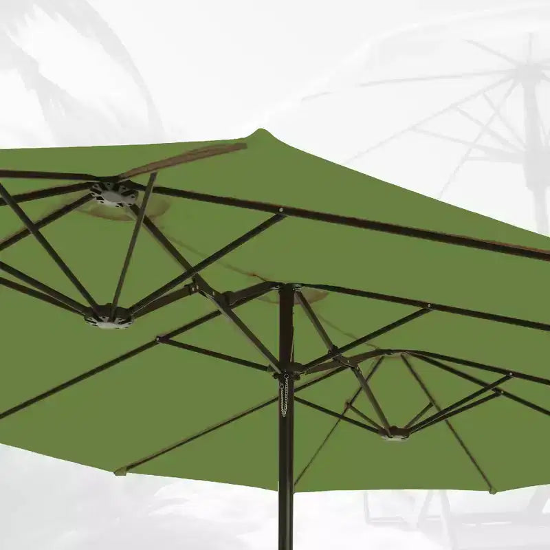 Captiva Designs 9'x15' Rectangular Outdoor Market Umbrella with Crank Handle Light