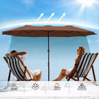 Captiva Designs 9'x15' Rectangular Outdoor Market Umbrella with Crank Handle Light