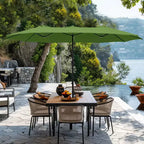 Captiva Designs 9'x15' Rectangular Outdoor Market Umbrella with Crank Handle Light